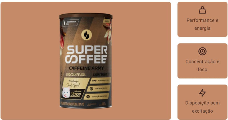 Pré-Treino SuperCoffee Chocolate Língua de Gato 380g
