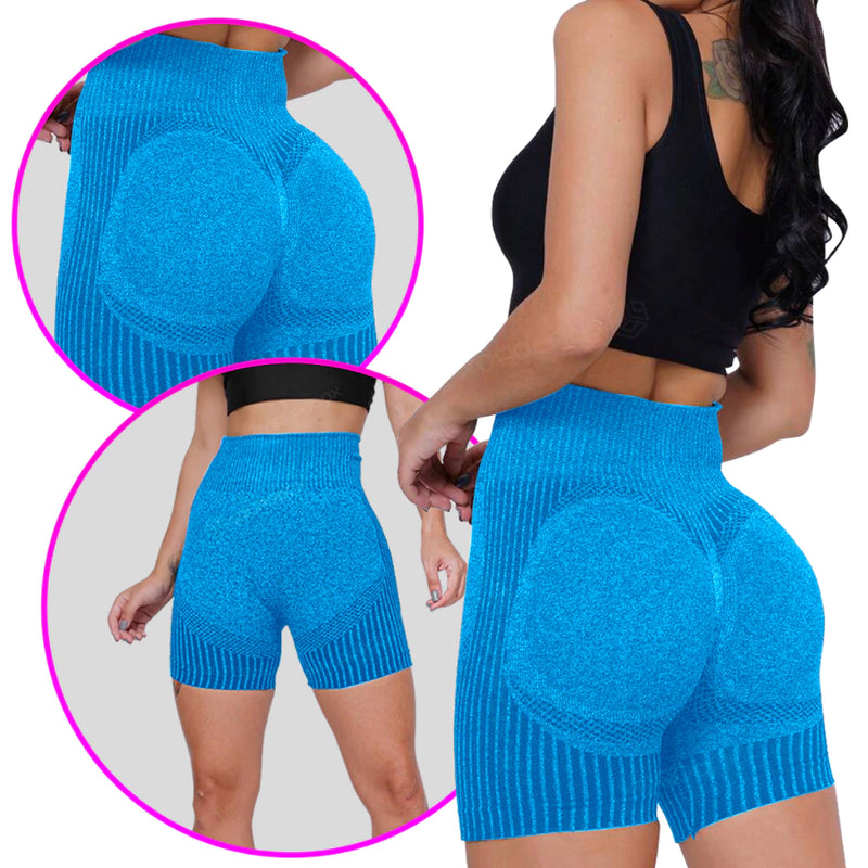 Short Academia Fitness Bermuda Feminino Cintura Alta Modela Levanta Bumbum