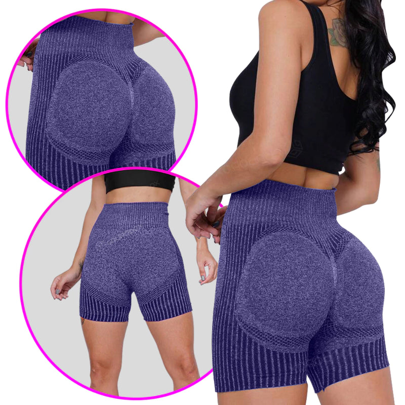 Short Academia Fitness Bermuda Feminino Cintura Alta Modela Levanta Bumbum
