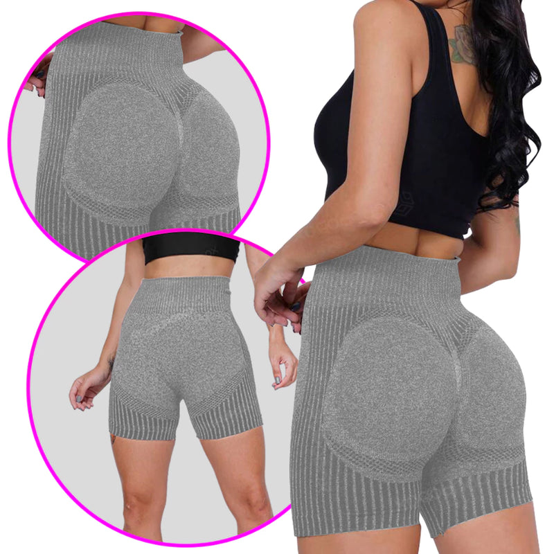 Short Academia Fitness Bermuda Feminino Cintura Alta Modela Levanta Bumbum